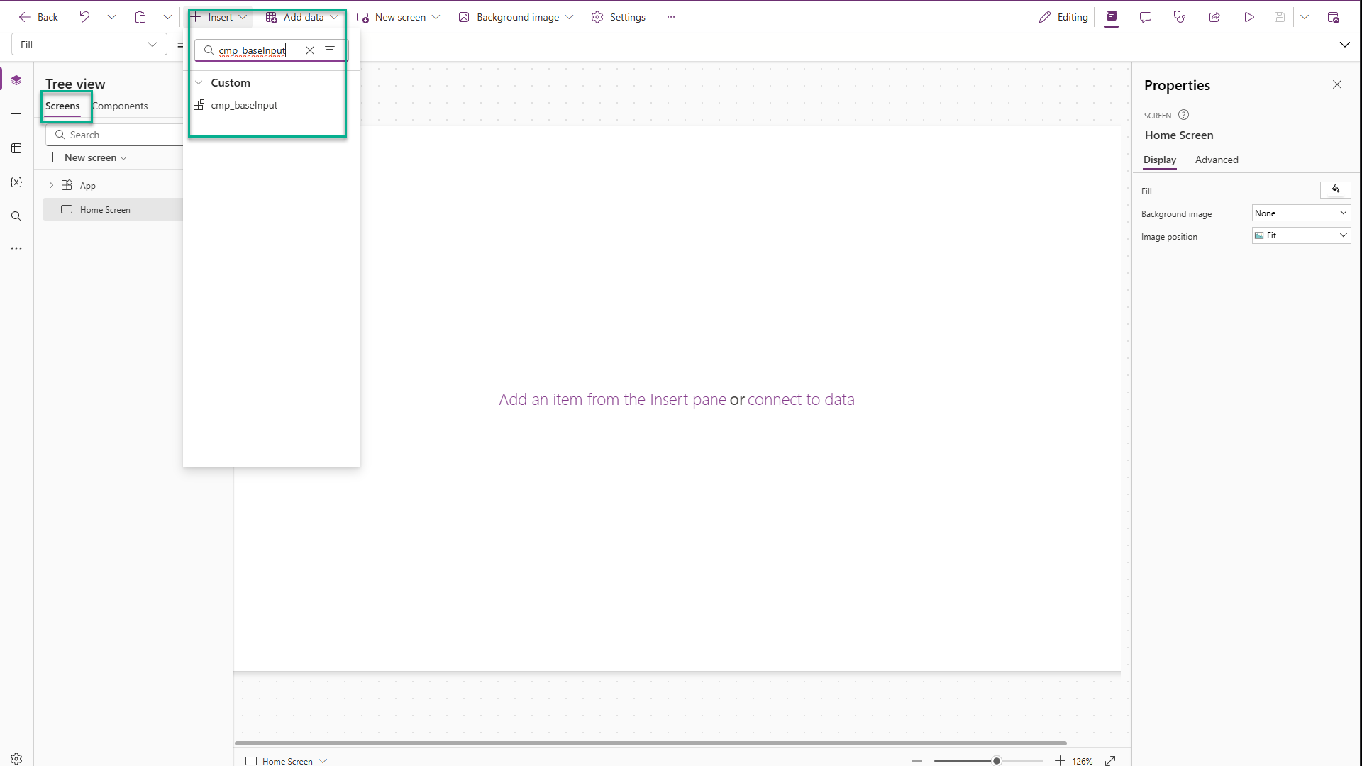 Image of inserting the component in the application